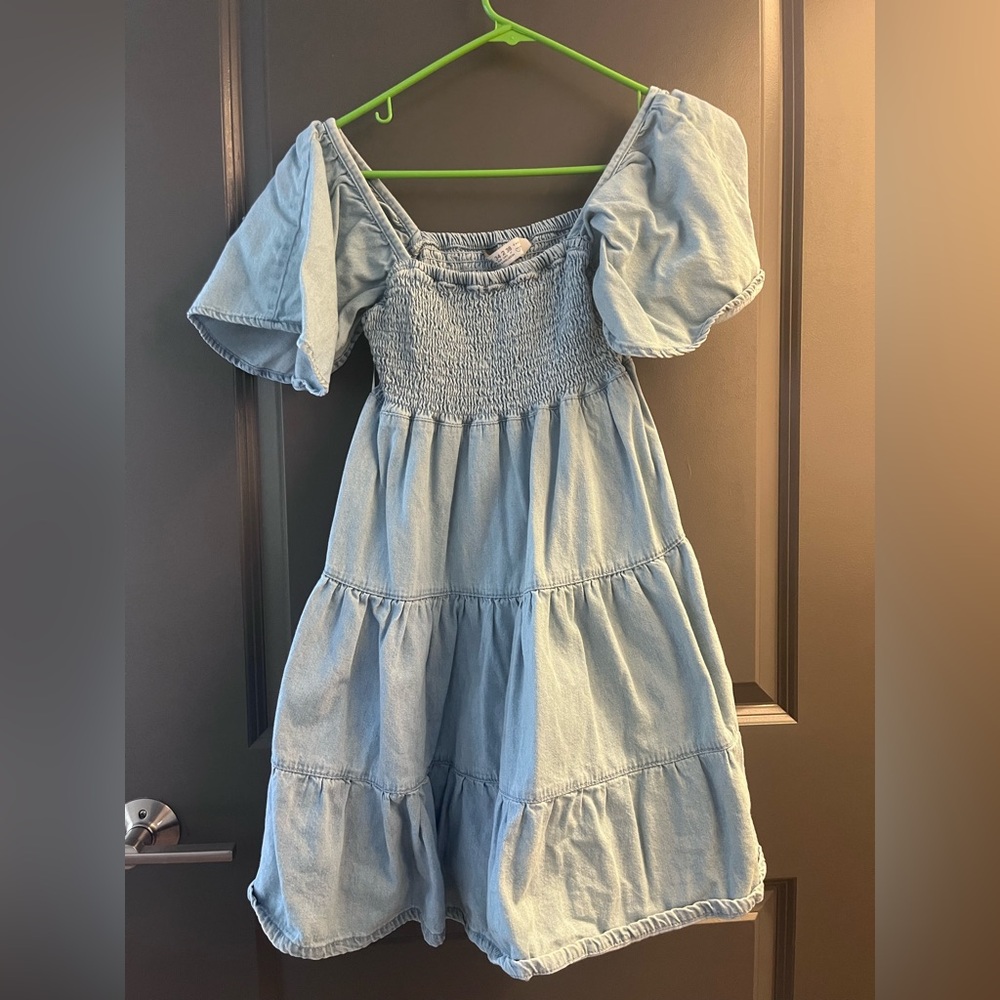 Blue Smocked Off-the-Shoulder Sundress